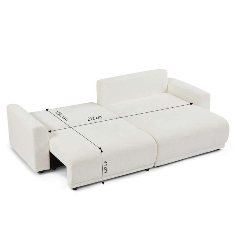 Canapé d'angle convertible et réversible SOLINE 4 places tissu beige