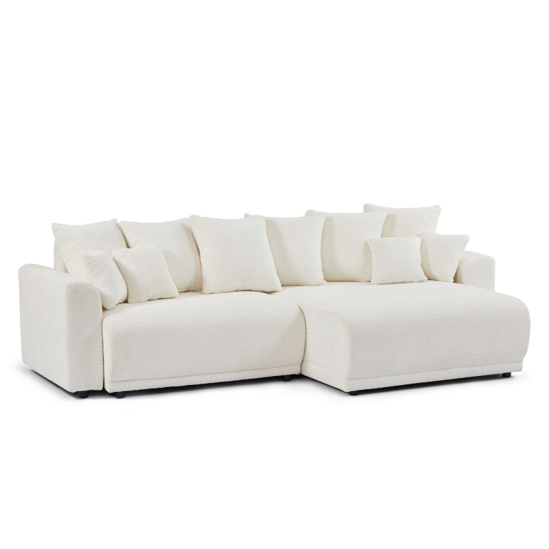 Canapé d'angle convertible et réversible SOLINE 4 places tissu beige