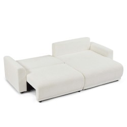 Canapé d'angle convertible et réversible SOLINE 4 places tissu beige