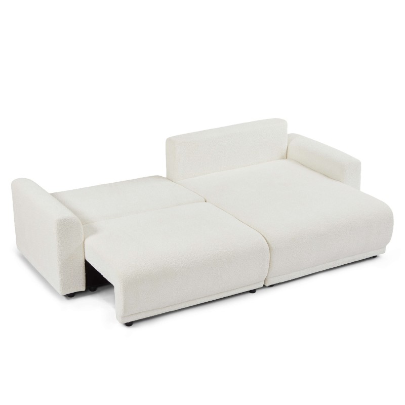 Canapé d'angle convertible et réversible SOLINE 4 places tissu beige