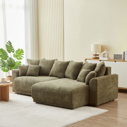 Canapé d'angle convertible et réversible SOLINE 4 places tissu vert