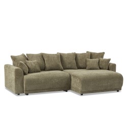 Canapé d'angle convertible et réversible SOLINE 4 places tissu vert