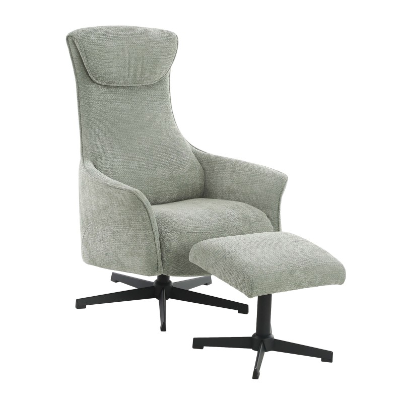 Fauteuil relax manuel RIGEL avec ottoman tissu vert 1 place