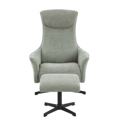 Fauteuil relax manuel RIGEL avec ottoman tissu vert 1 place