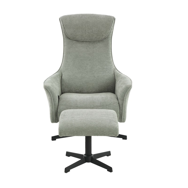 Fauteuil relax manuel RIGEL avec ottoman tissu vert 1 place