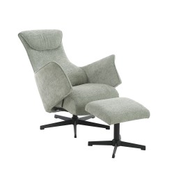 Fauteuil relax manuel RIGEL avec ottoman tissu vert 1 place