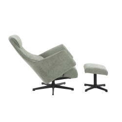 Fauteuil relax manuel RIGEL avec ottoman tissu vert 1 place