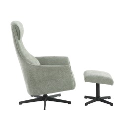 Fauteuil relax manuel RIGEL avec ottoman tissu vert 1 place