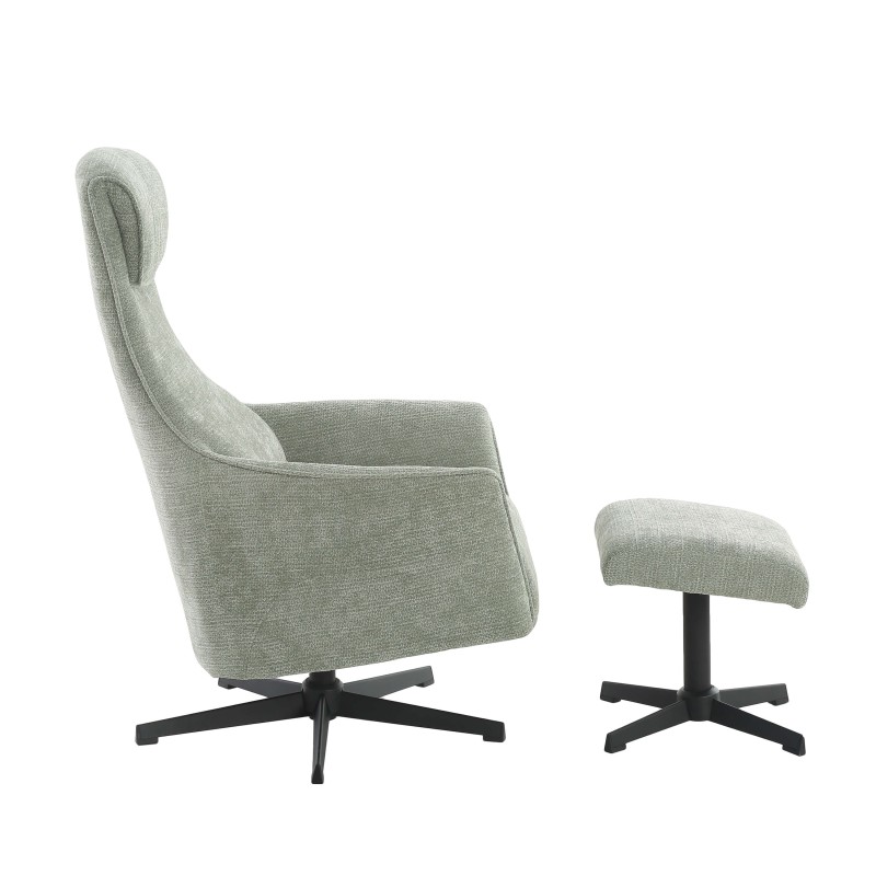 Fauteuil relax manuel RIGEL avec ottoman tissu vert 1 place