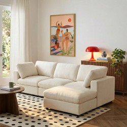 Canapé d'angle MIZAR fixe tissu beige 4 places