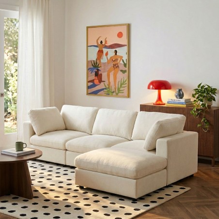 Canapé d'angle MIZAR fixe tissu beige 4 places