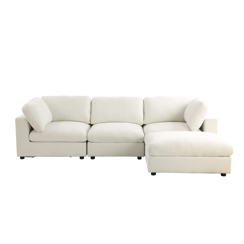 Canapé d'angle MIZAR fixe tissu beige 4 places