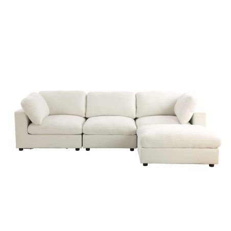 Canapé d'angle MIZAR fixe tissu beige 4 places