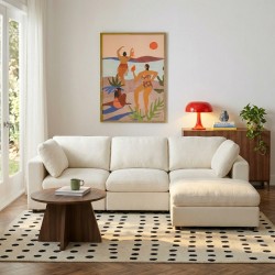 Canapé d'angle MIZAR fixe tissu beige 4 places