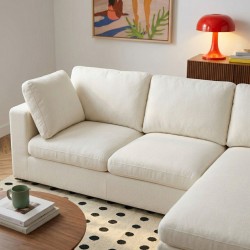 Canapé d'angle MIZAR fixe tissu beige 4 places