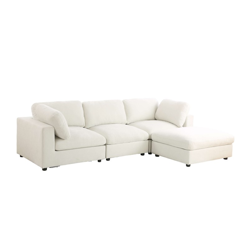 Canapé d'angle MIZAR fixe tissu beige 4 places