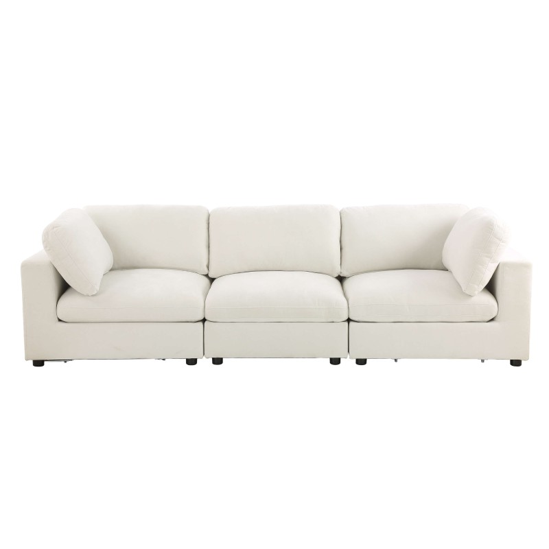 Canapé d'angle MIZAR fixe tissu beige 4 places