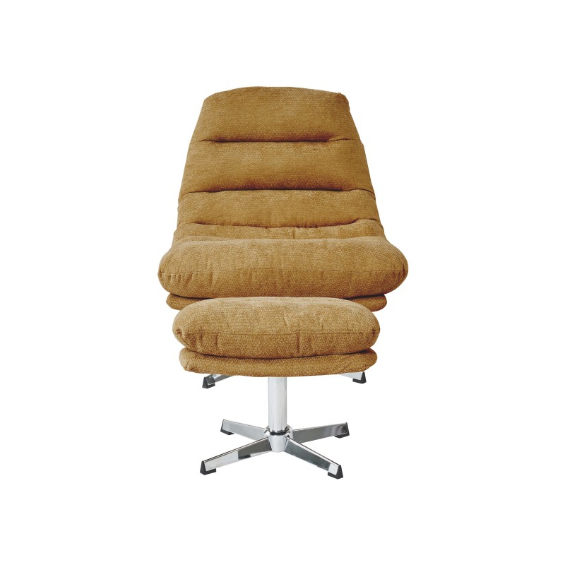 Fauteuil THEMIS avec ottoman tissu jaune moutarde 1 place
