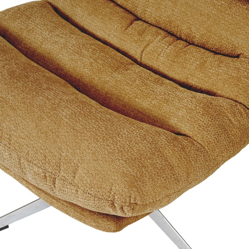 Fauteuil THEMIS avec ottoman tissu jaune moutarde 1 place