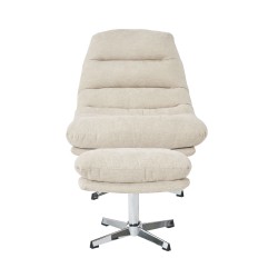 Fauteuil THEMIS avec ottoman tissu blanc 1 place