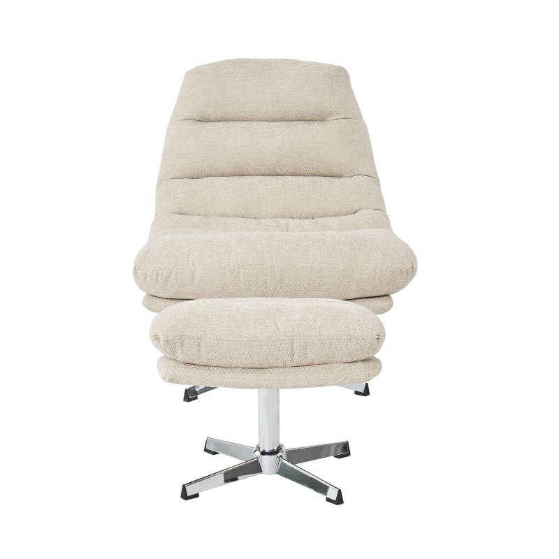 Fauteuil THEMIS avec ottoman tissu blanc 1 place