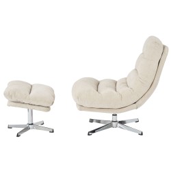 Fauteuil THEMIS avec ottoman tissu blanc 1 place