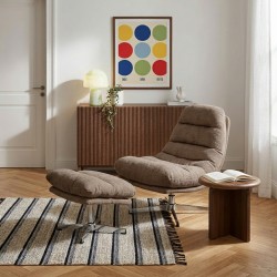 Fauteuil THEMIS avec ottoman tissu gris 1 place