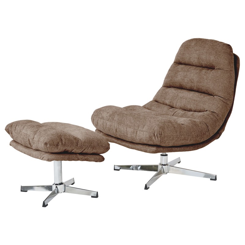 Fauteuil THEMIS avec ottoman tissu gris 1 place