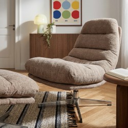 Fauteuil THEMIS avec ottoman tissu gris 1 place