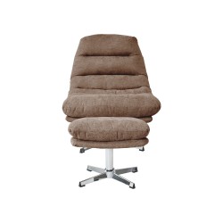 Fauteuil THEMIS avec ottoman tissu gris 1 place