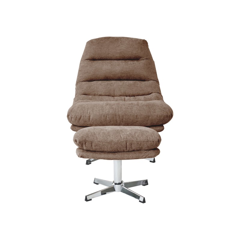 Fauteuil THEMIS avec ottoman tissu gris 1 place