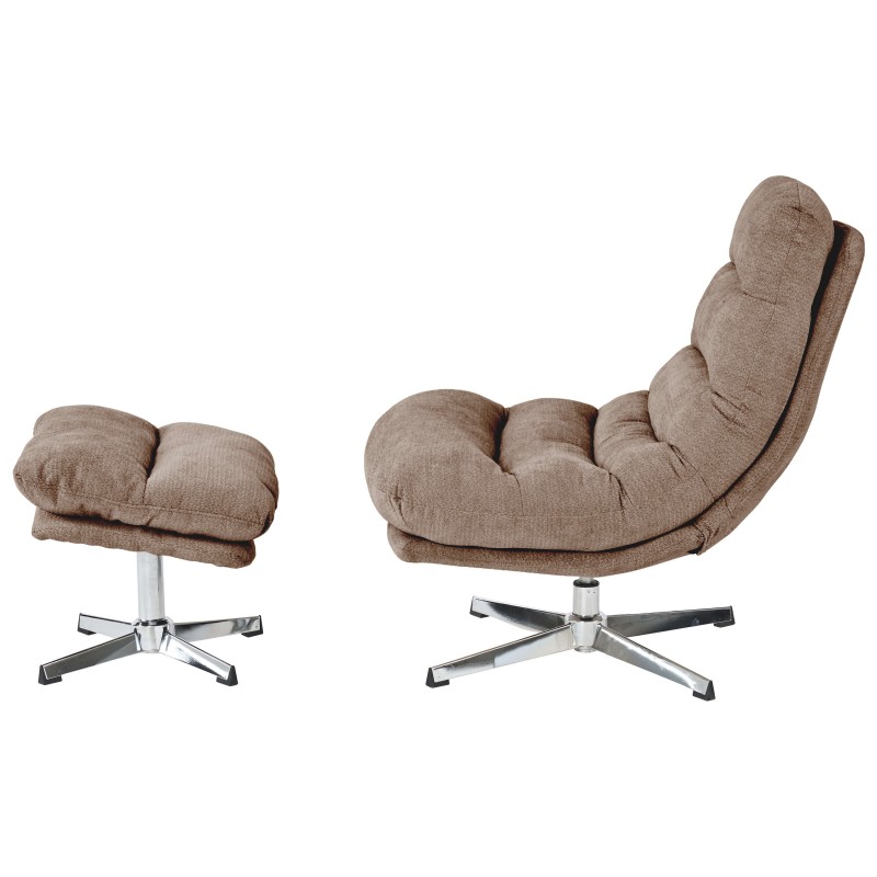 Fauteuil THEMIS avec ottoman tissu gris 1 place