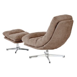 Fauteuil THEMIS avec ottoman tissu gris 1 place