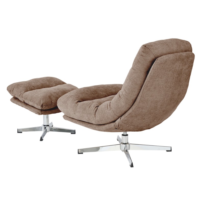 Fauteuil THEMIS avec ottoman tissu gris 1 place