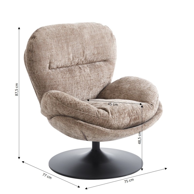 Fauteuil CERES tissu gris 1 place