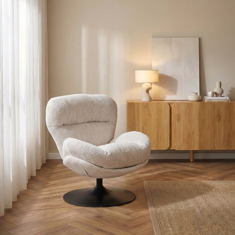 Fauteuil CERES tissu taupe 1 place