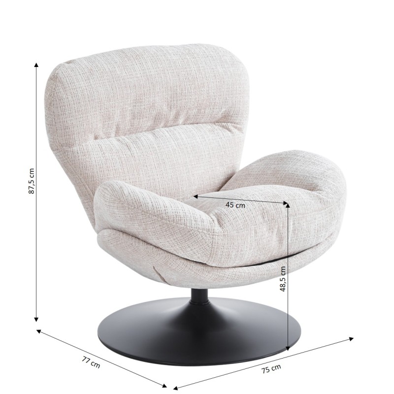 Fauteuil CERES tissu taupe 1 place