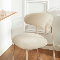 Lot de 2 tabourets GALLY tissu beige pied métal beige