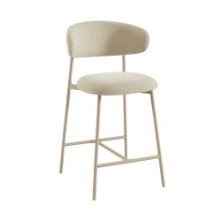 Lot de 2 tabourets GALLY tissu beige pied métal beige
