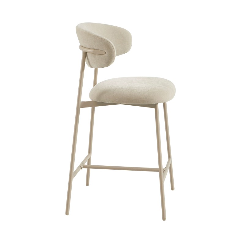 Lot de 2 tabourets GALLY tissu beige pied métal beige
