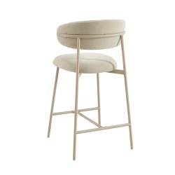 Lot de 2 tabourets GALLY tissu beige pied métal beige