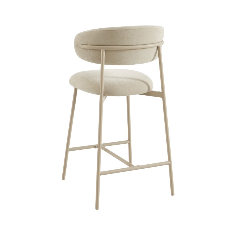 Lot de 2 tabourets GALLY tissu beige pied métal beige