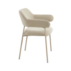 Lot de 2 fauteuils dining IVAN tissu beige pied métal beige