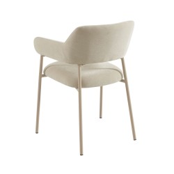 Lot de 2 fauteuils dining IVAN tissu beige pied métal beige