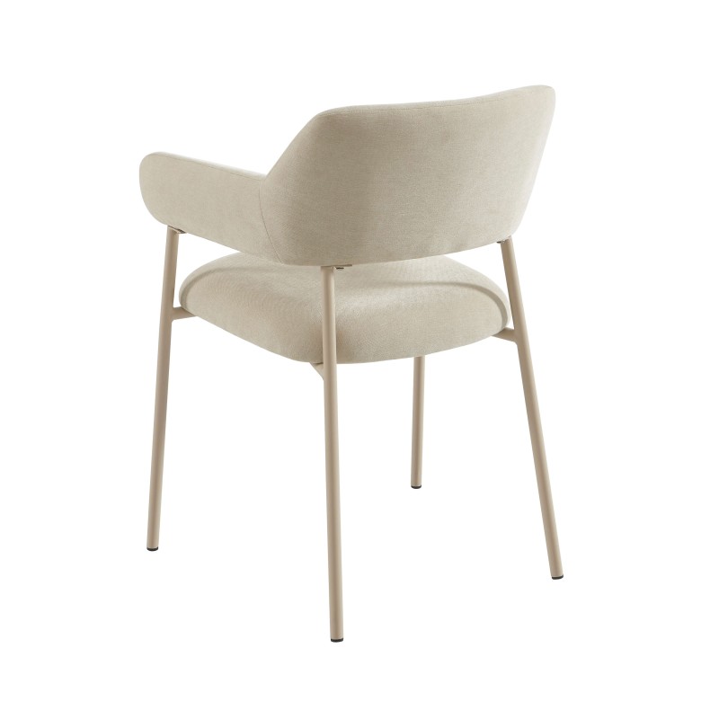 Lot de 2 fauteuils dining IVAN tissu beige pied métal beige