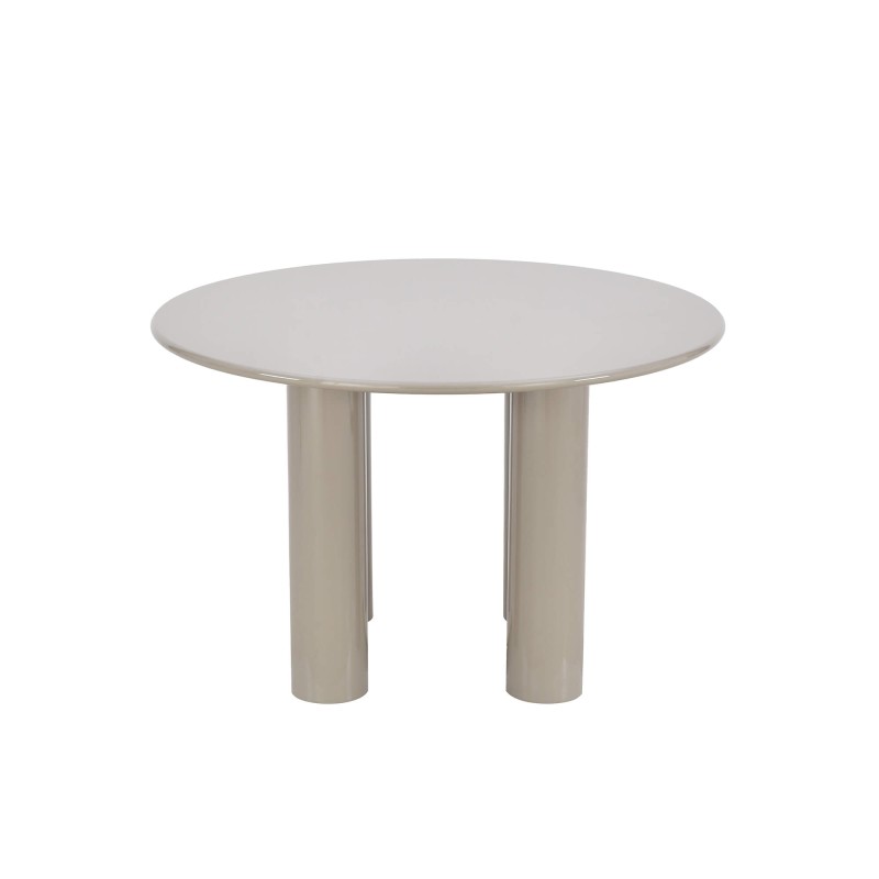 Table de séjour ronde NORI laquée brillante beige 120cm