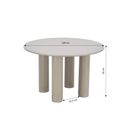 Table de séjour ronde NORI laquée brillante beige 120cm