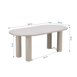 Table de séjour NORI laquée brillante beige 200cm