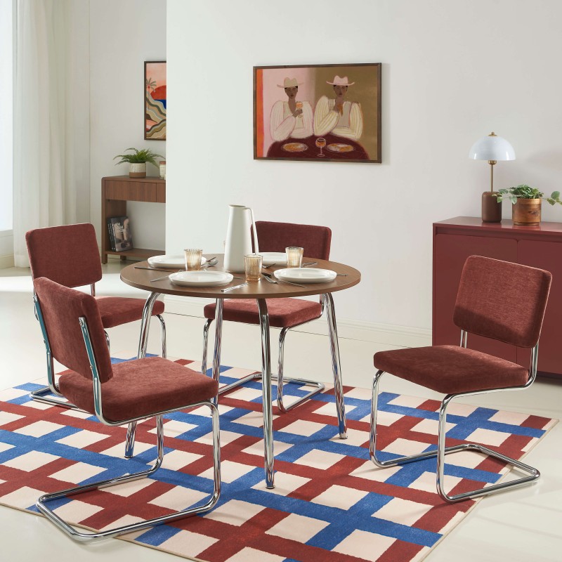 Table à manger ronde VASSI effet noyer 100cm