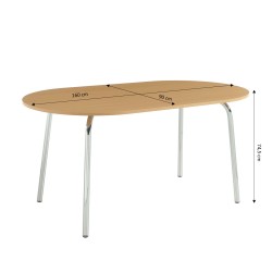 Table à manger VASSI effet chêne 160 cm